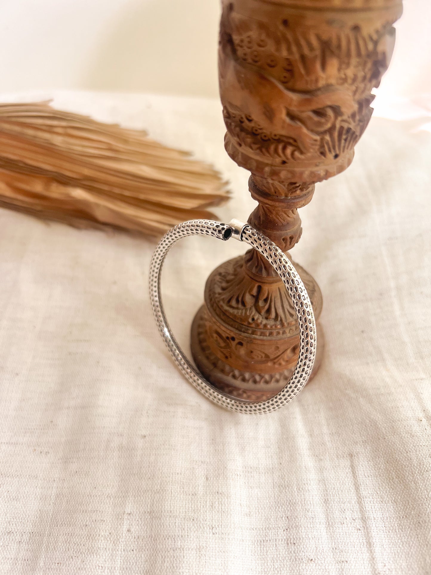 Dyuti oxidised silver kada with openable end