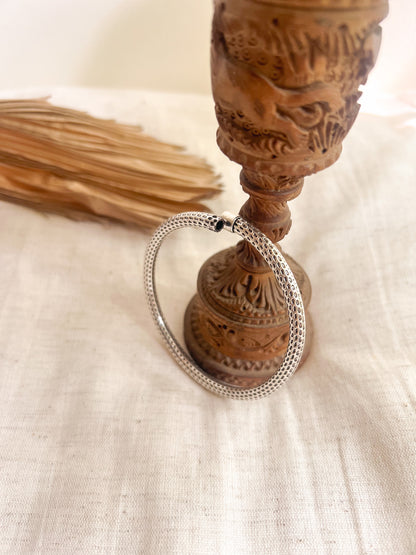 Dyuti oxidised silver kada with openable end