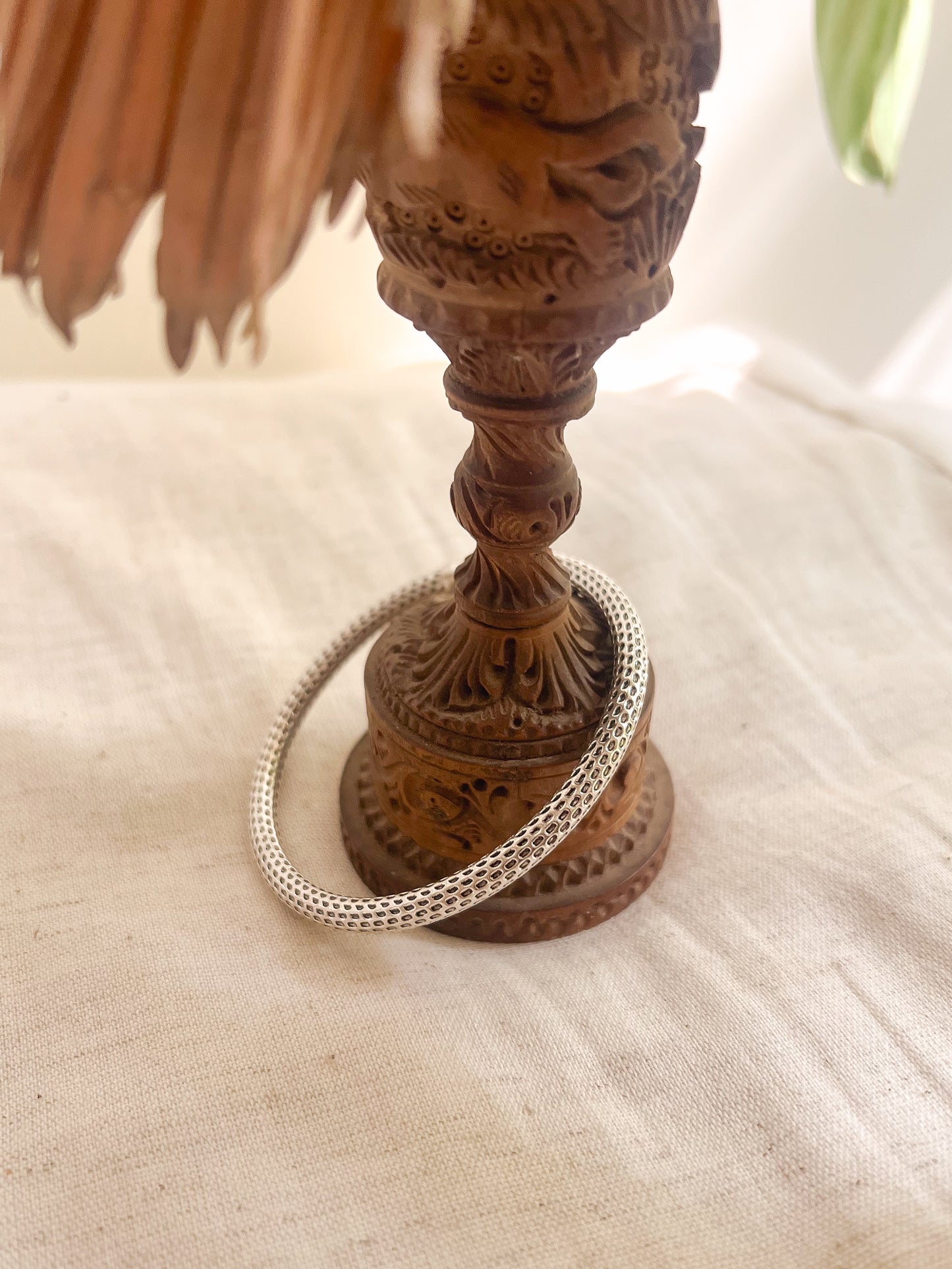 Dyuti oxidised silver kada with openable end