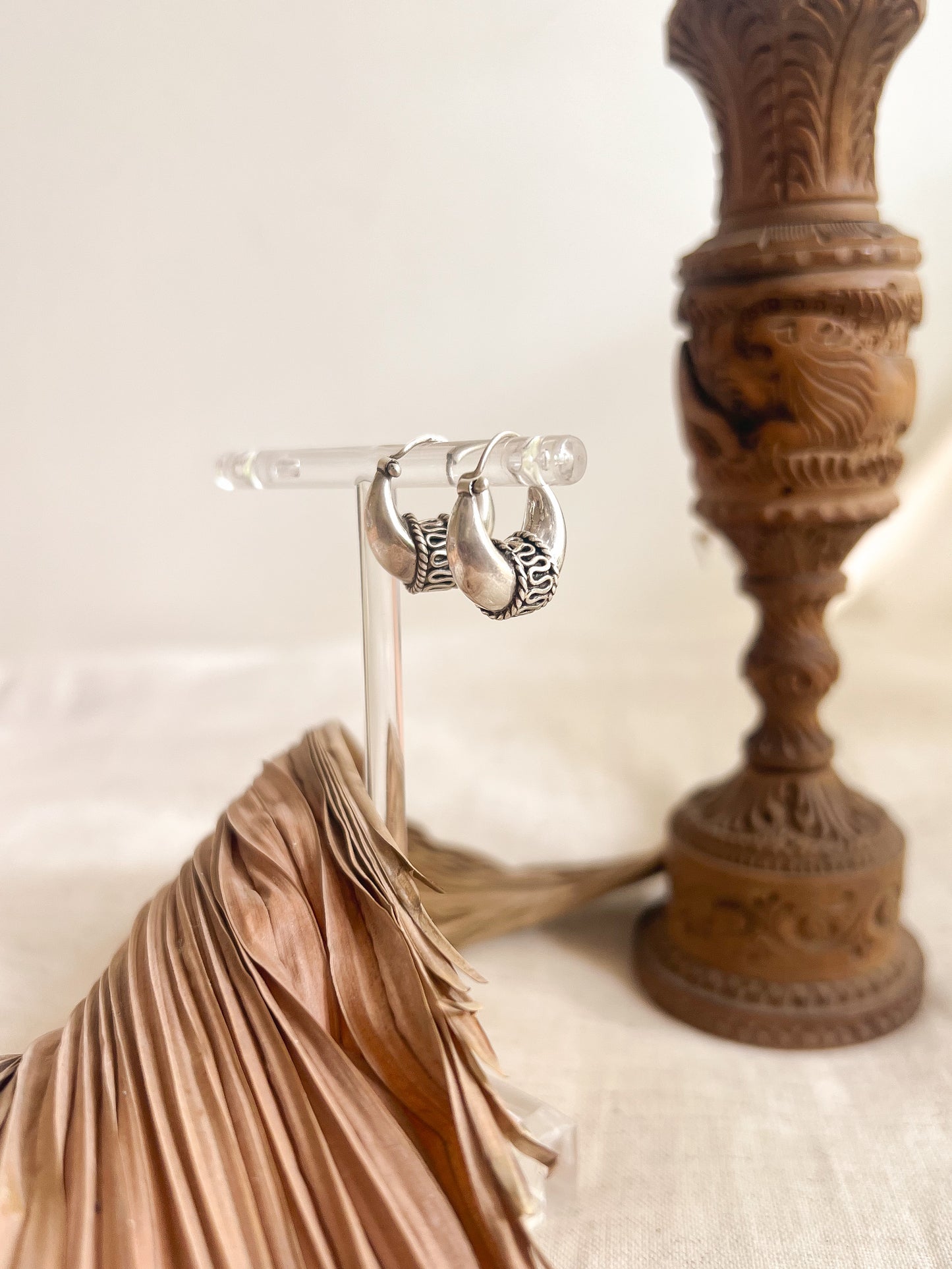 Ardha silver bali with decorative detail (2 sizes)