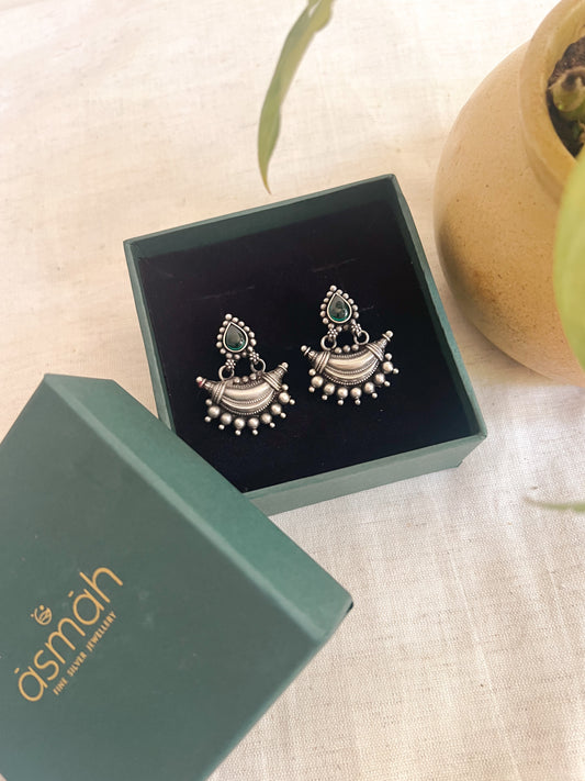 Chandrika traditional chandbali in oxidised silver