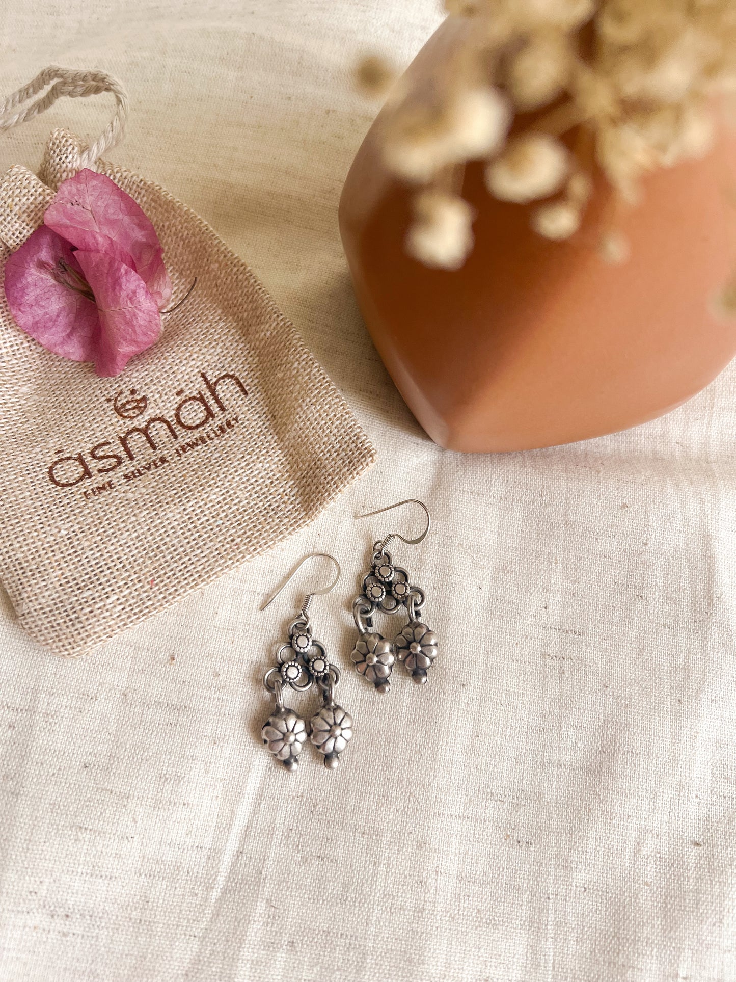 Hoor fish hooks earring in oxidised silver
