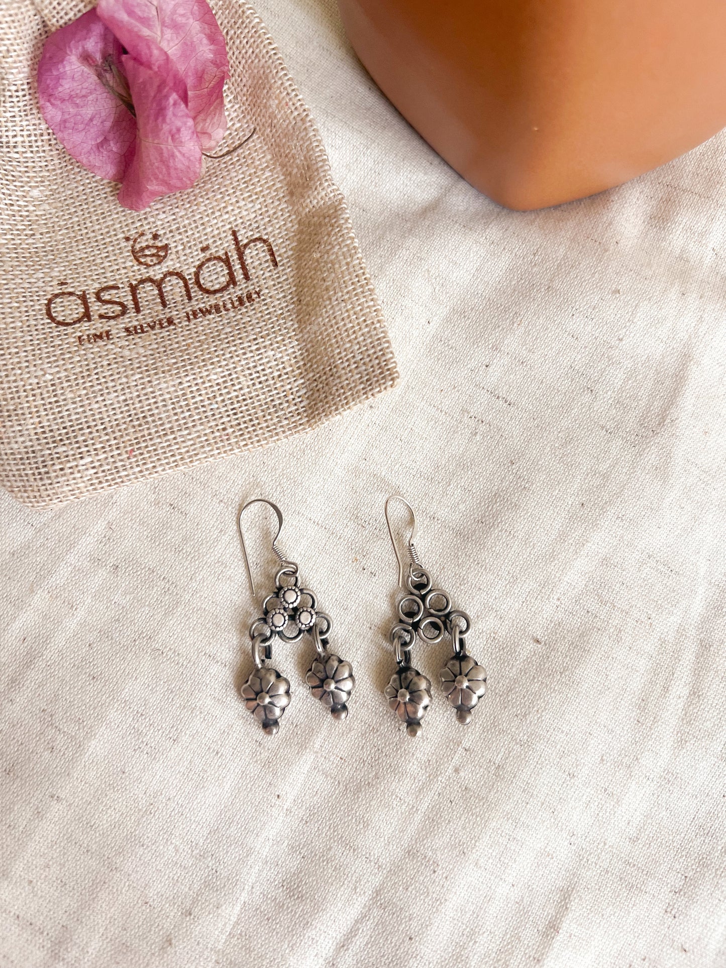Hoor fish hooks earring in oxidised silver