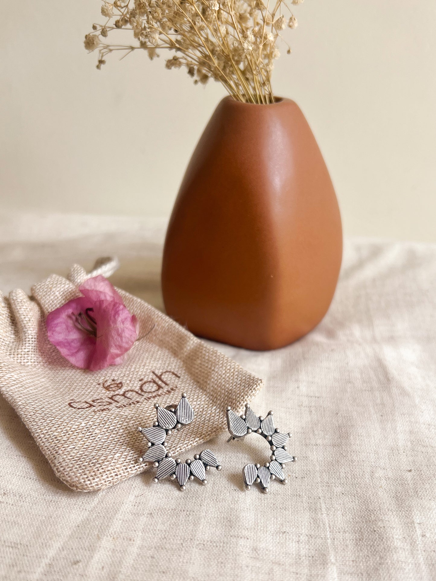 Brahma oxidised silver studs