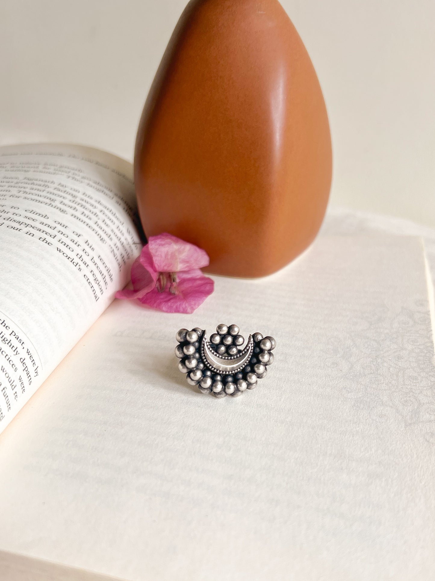 Chandrika oxidised ring in silver (adjustable)