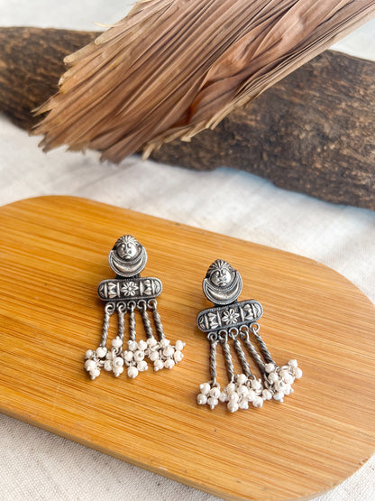 Kalindi silver danglers with cluster pearls