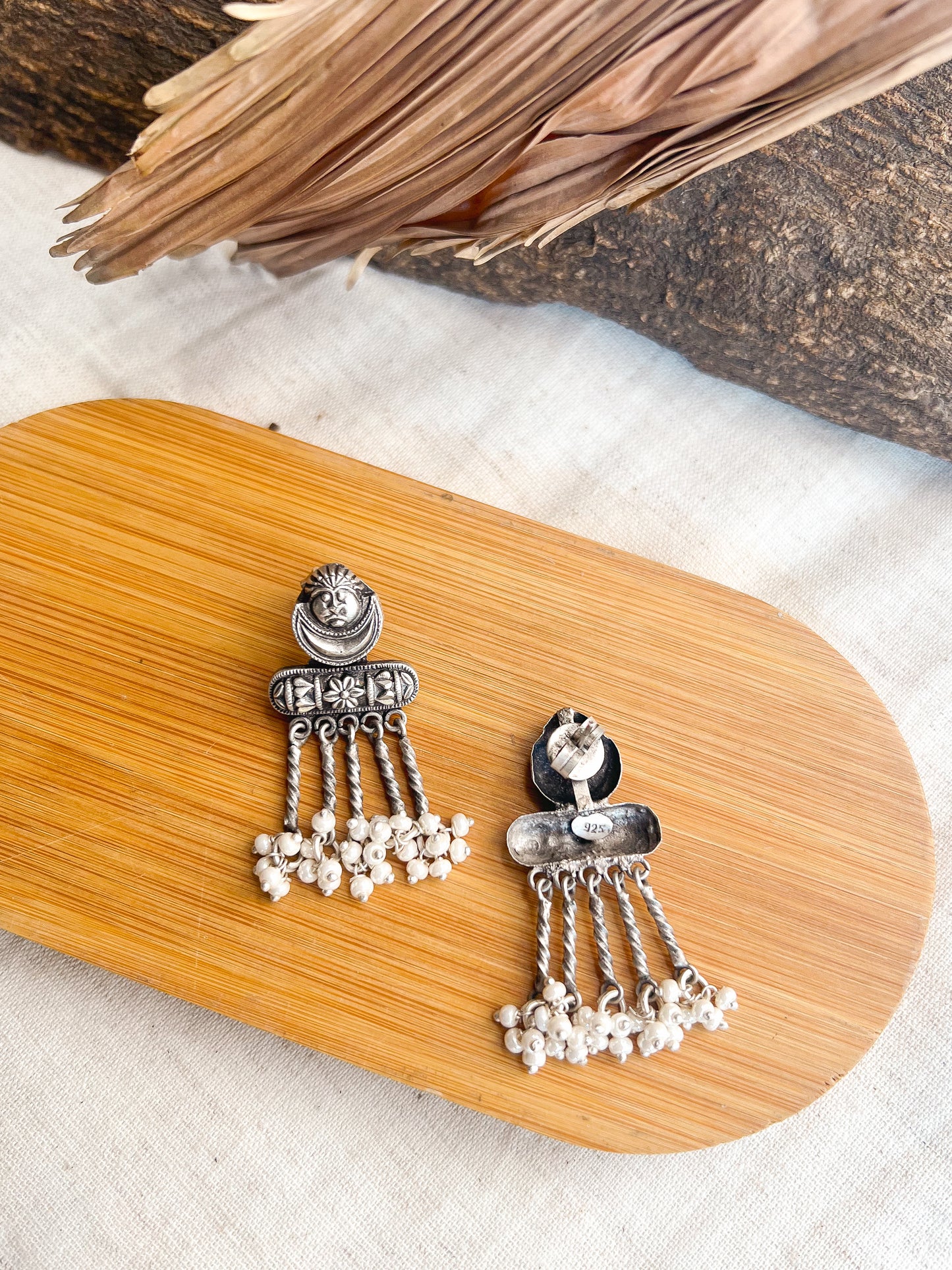 Kalindi silver danglers with cluster pearls