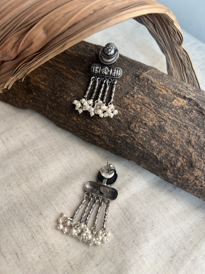 Kalindi silver danglers with cluster pearls