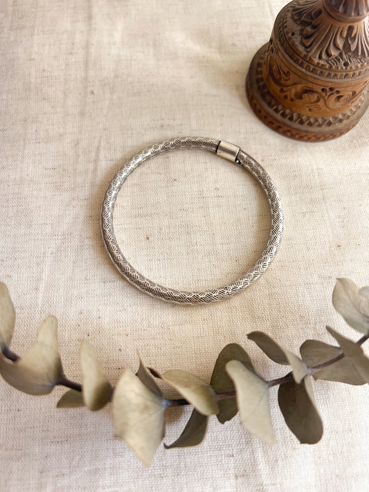 Diya oxidised silver kada with openable end