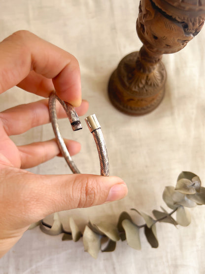 Diya oxidised silver kada with openable end