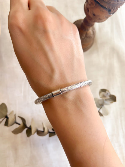 Diya oxidised silver kada with openable end