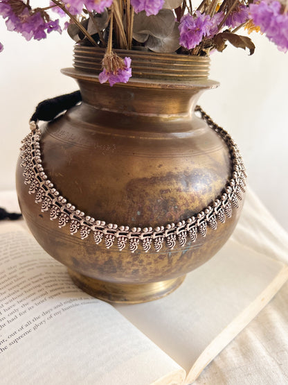 Sidhya oxidised silver necklace with rope closure