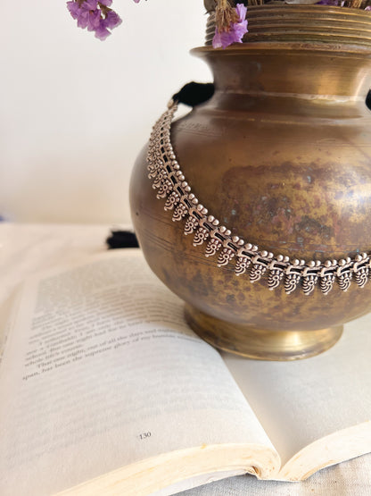 Sidhya oxidised silver necklace with rope closure