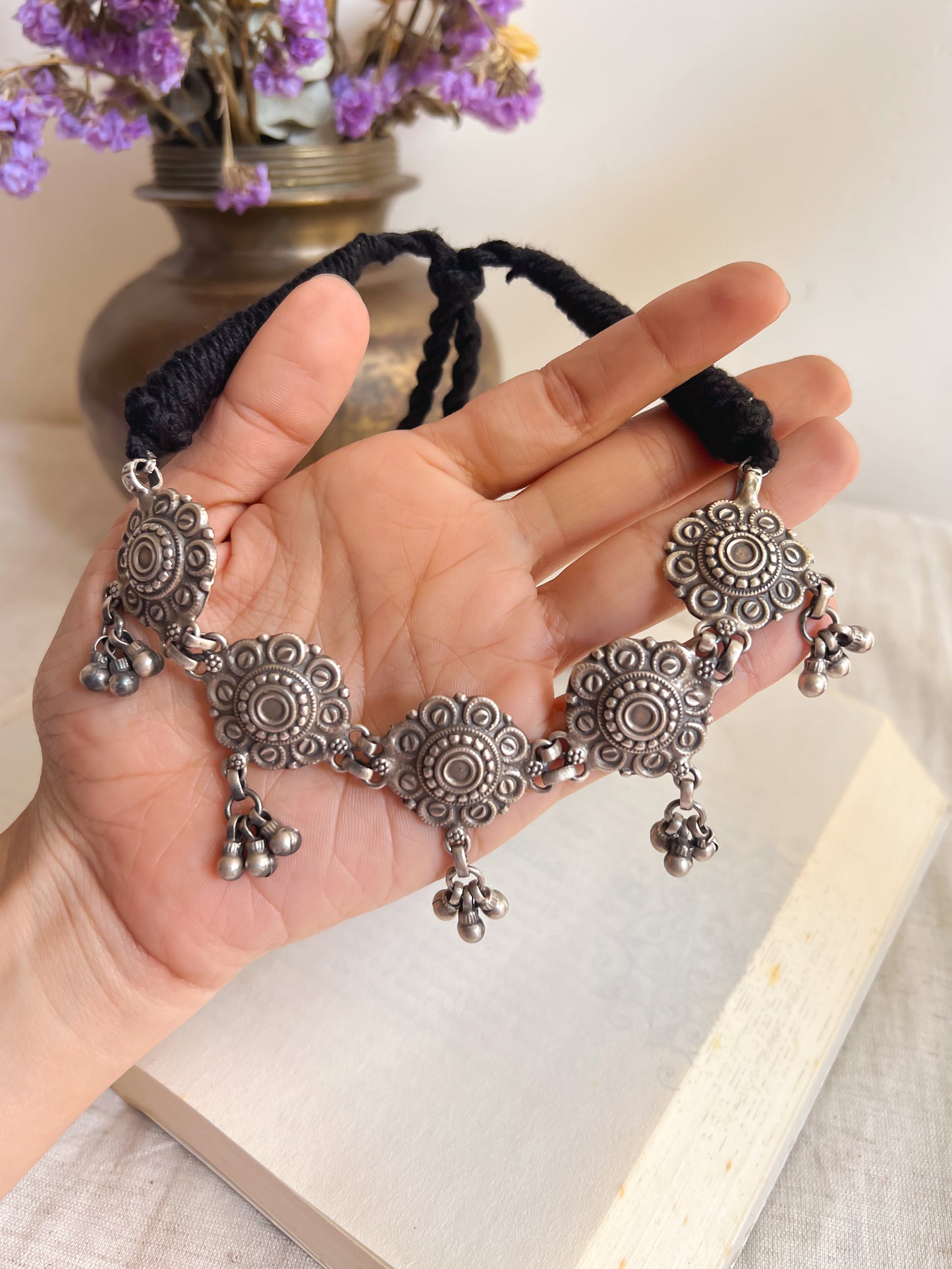 Zahra oxidised silver choker with ghunghroo