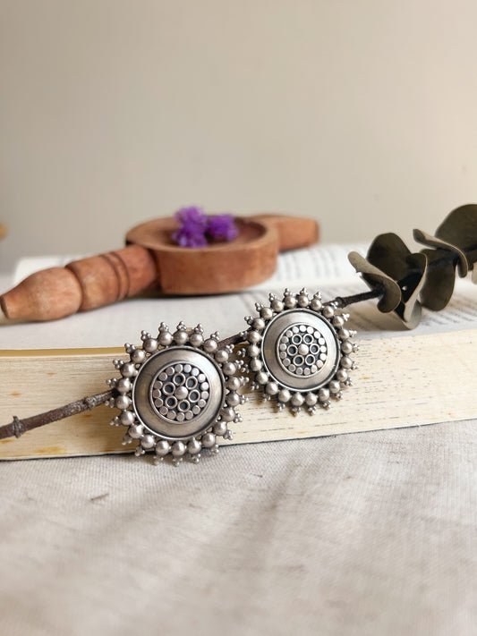 Surya oxidised silver studs