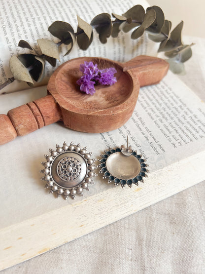 Surya oxidised silver studs