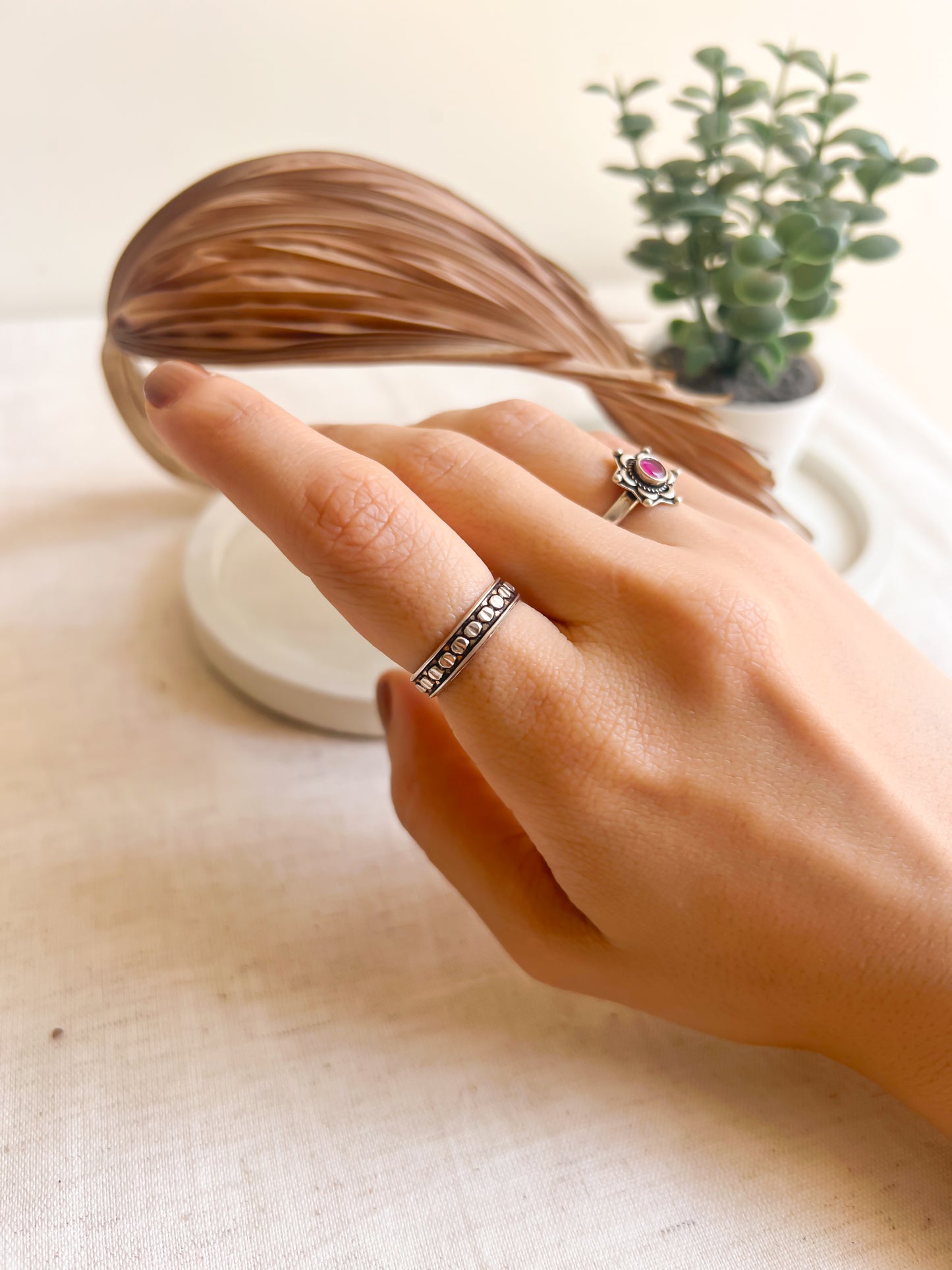 Dilbahar oxidised silver ring (adjustable)