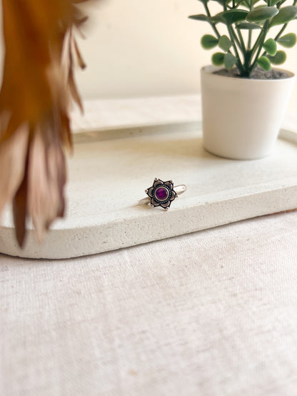 Ravija oxidised silver ring with adjustable band