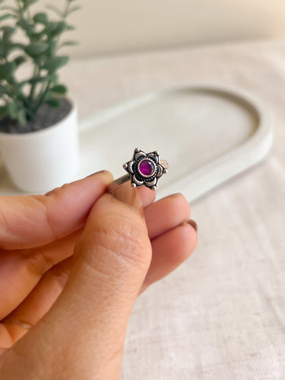 Ravija oxidised silver ring with adjustable band