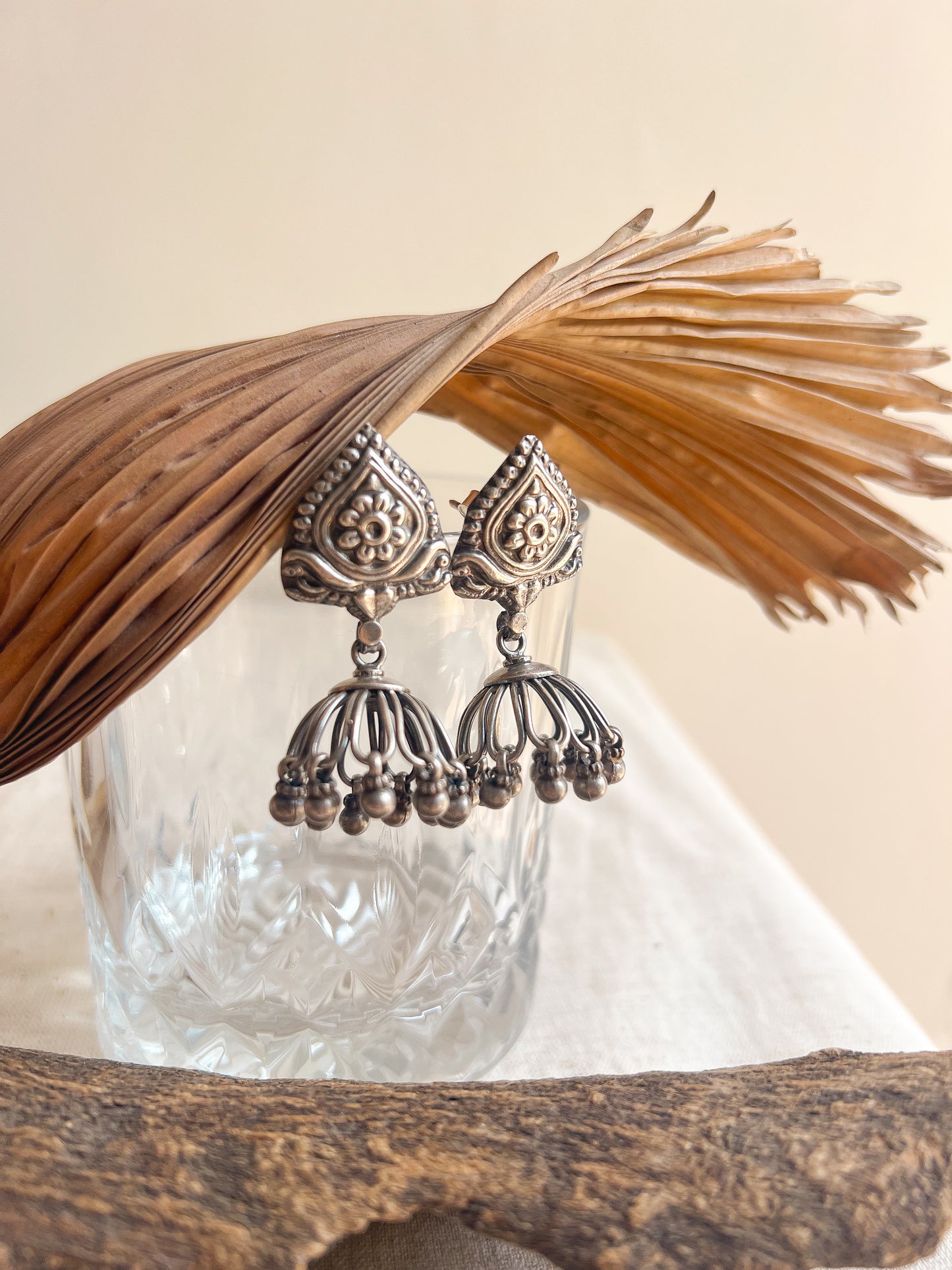 Jheena jhumka in silver with ghunghroo