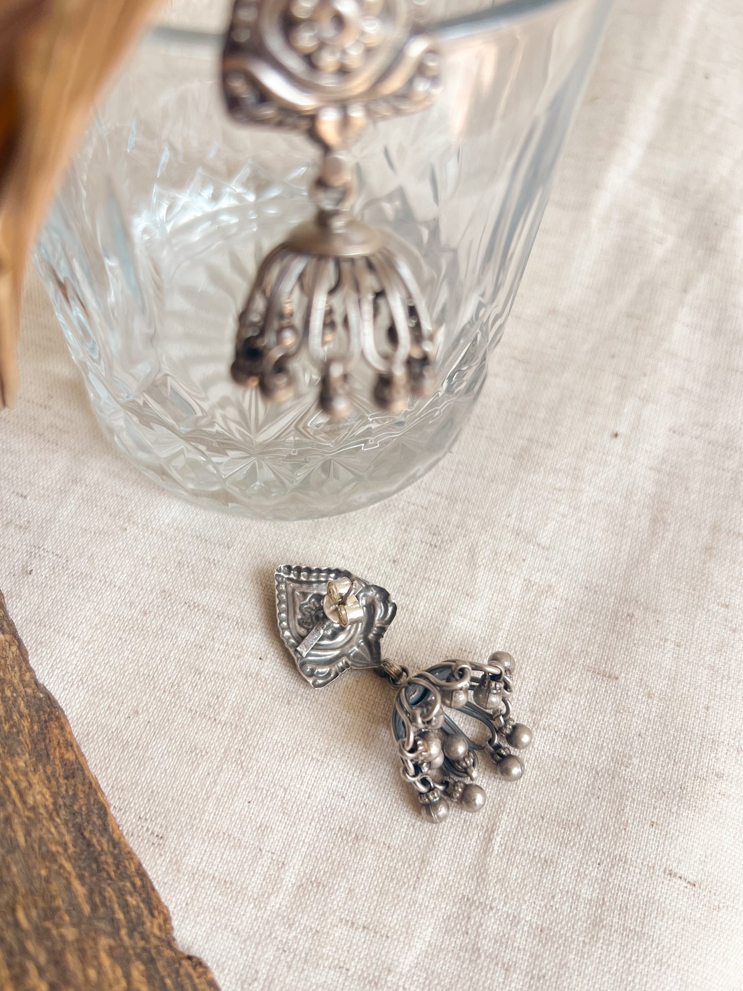 Jheena jhumka in silver with ghunghroo