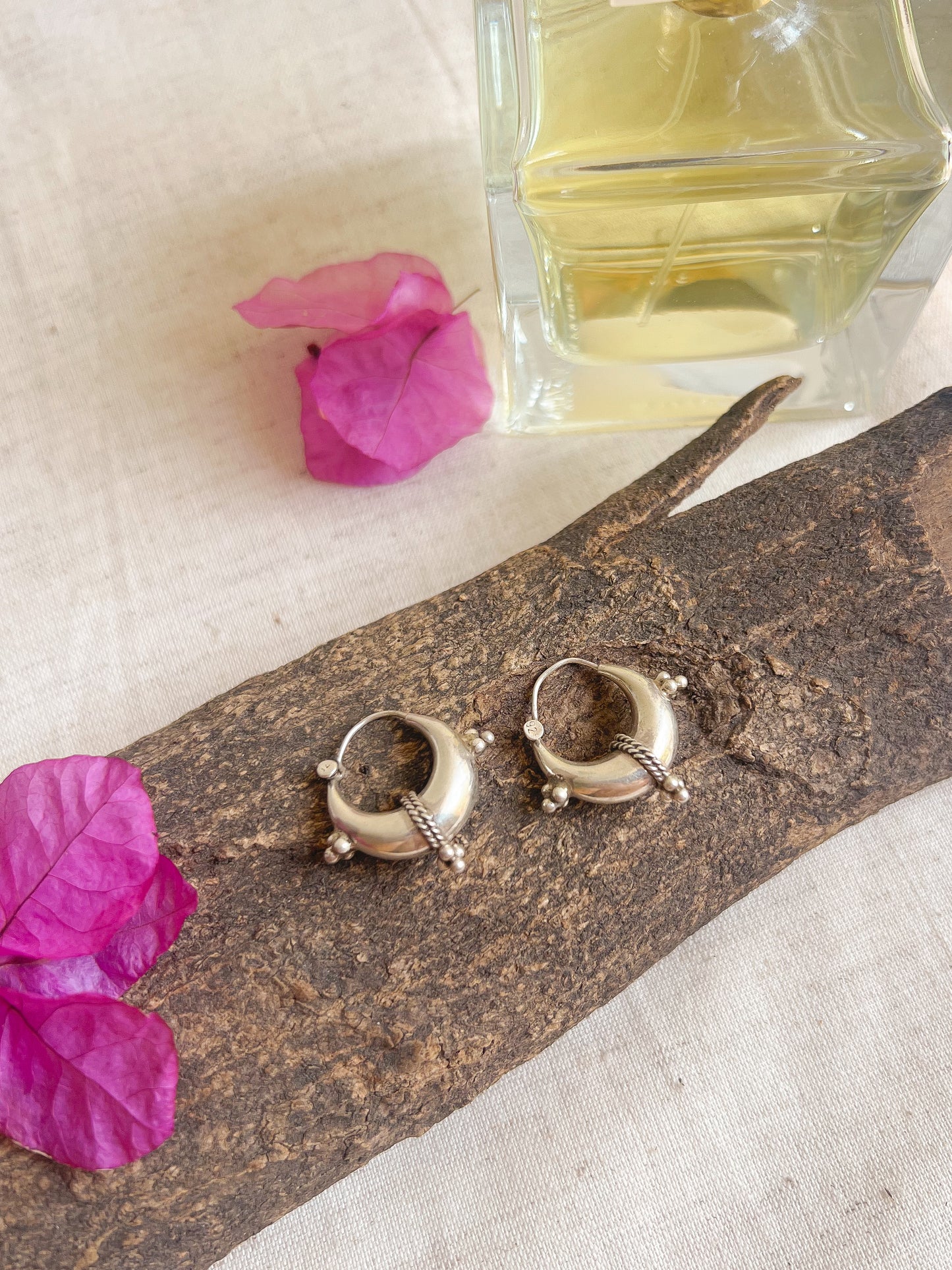 Chand silver hoops with rope detail (Medium)