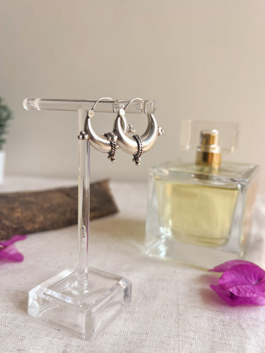 Chand silver hoops with rope detail (Medium)