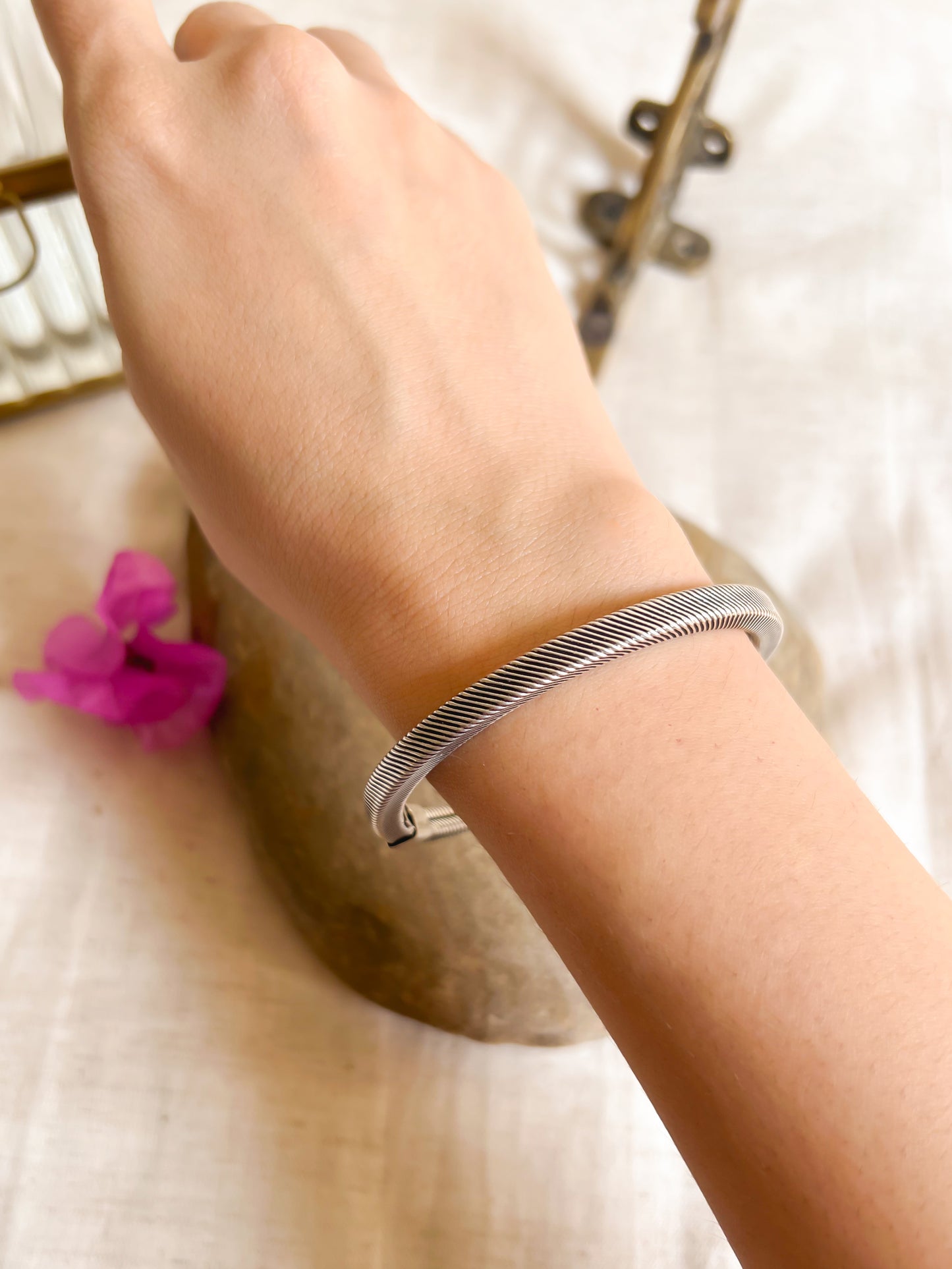Shiva oxidised silver kada with openable end