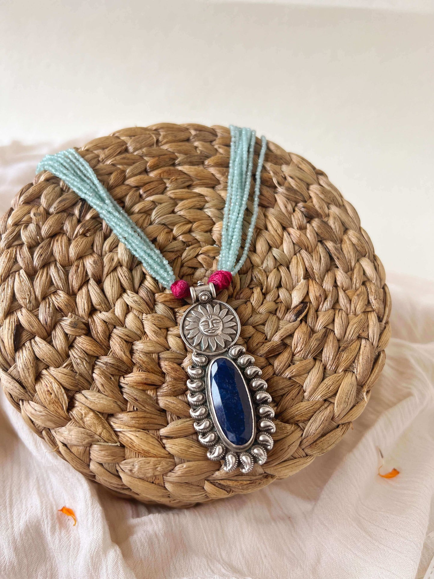 Shakti oxidised silver pendant with blue lapis lazuli