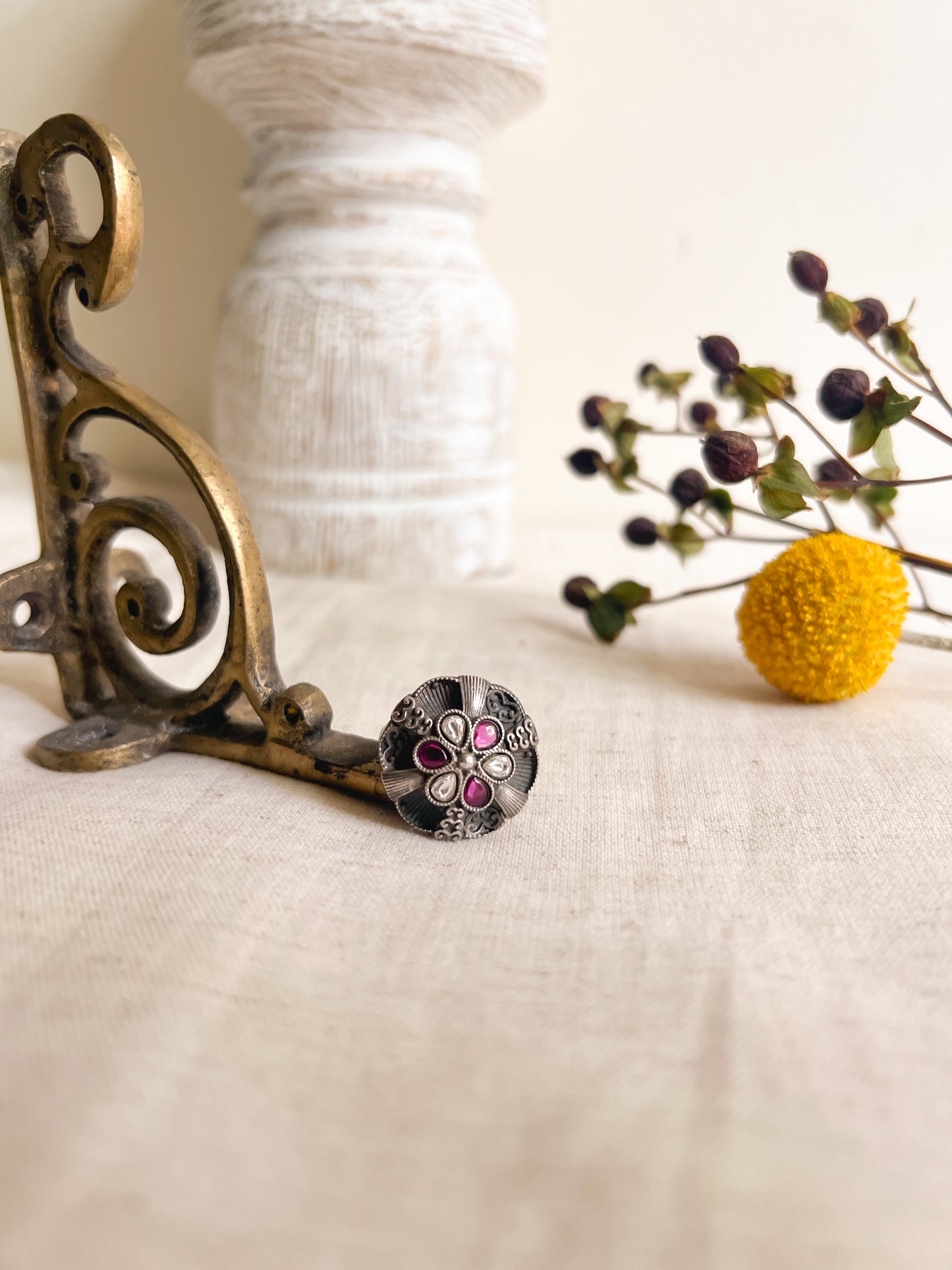 Avanya oxidised silver ring with adjustable band