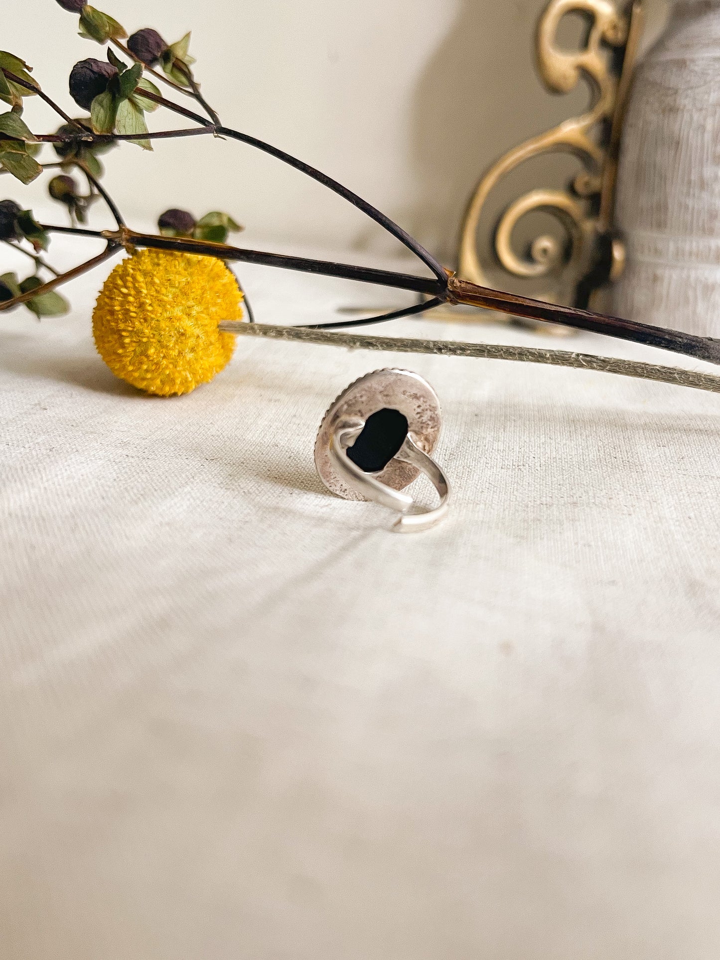 Aarzoo silver ring with Black onyx stone (adjustable)