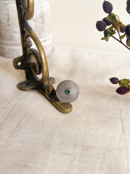 Zeena ring in oxidised silver with green stone (adjustable)