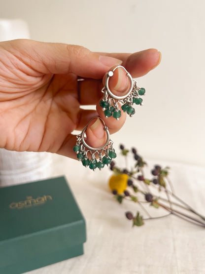 Chakra mini hoops with cluster beads in sterling silver (4 color variants)