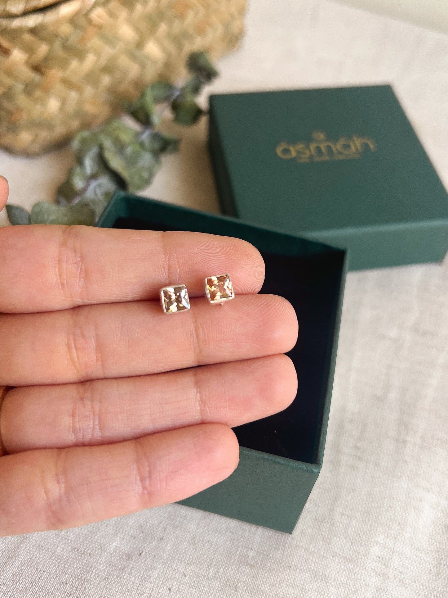 Ayat studs in silver (3 color variants)