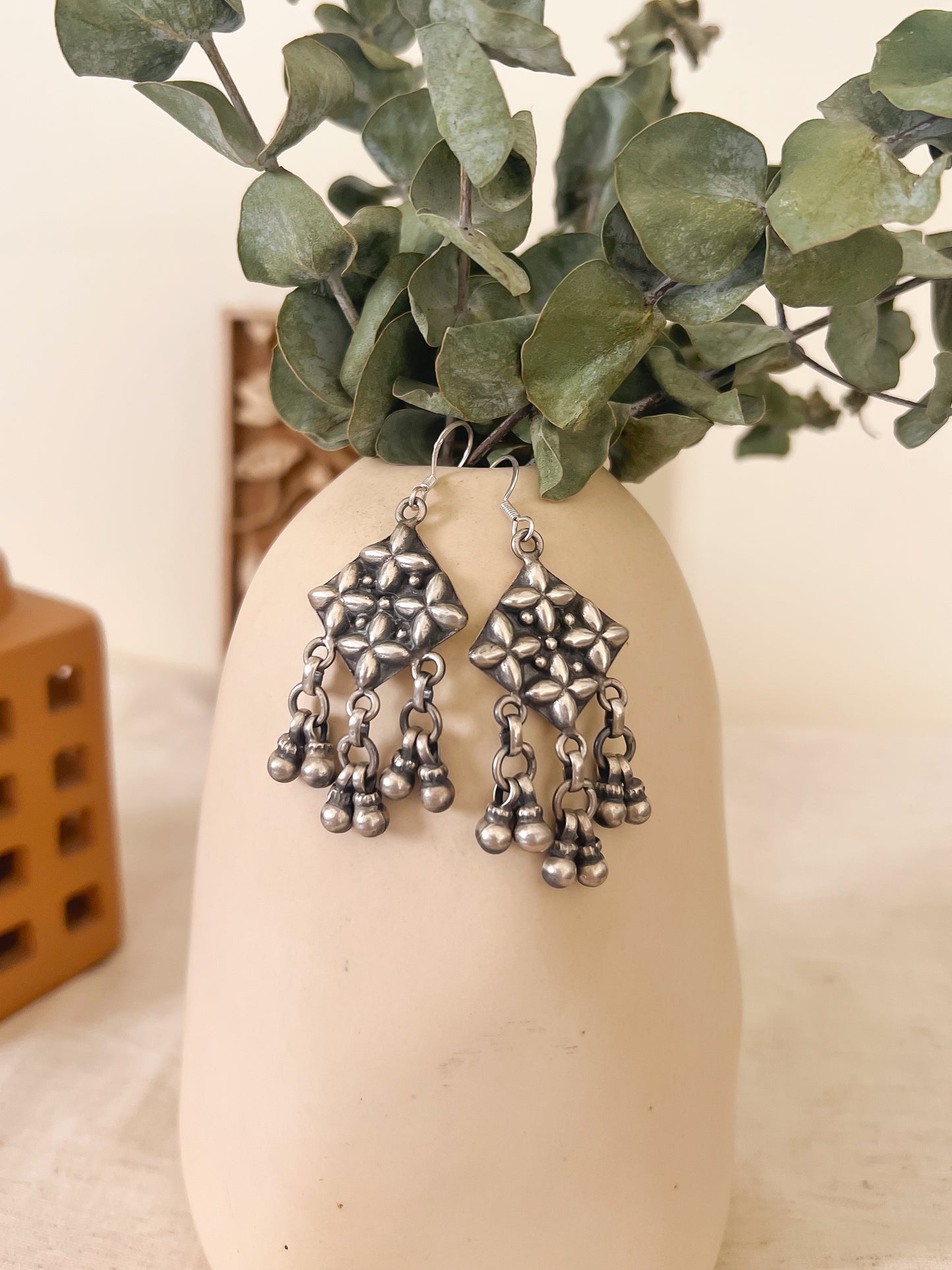 Patang oxidised silver dangler with fish hook