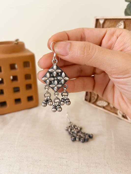 Patang oxidised silver dangler with fish hook