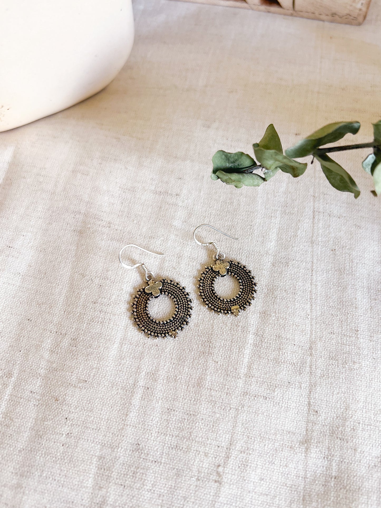 Aura oxidised silver fish hooks