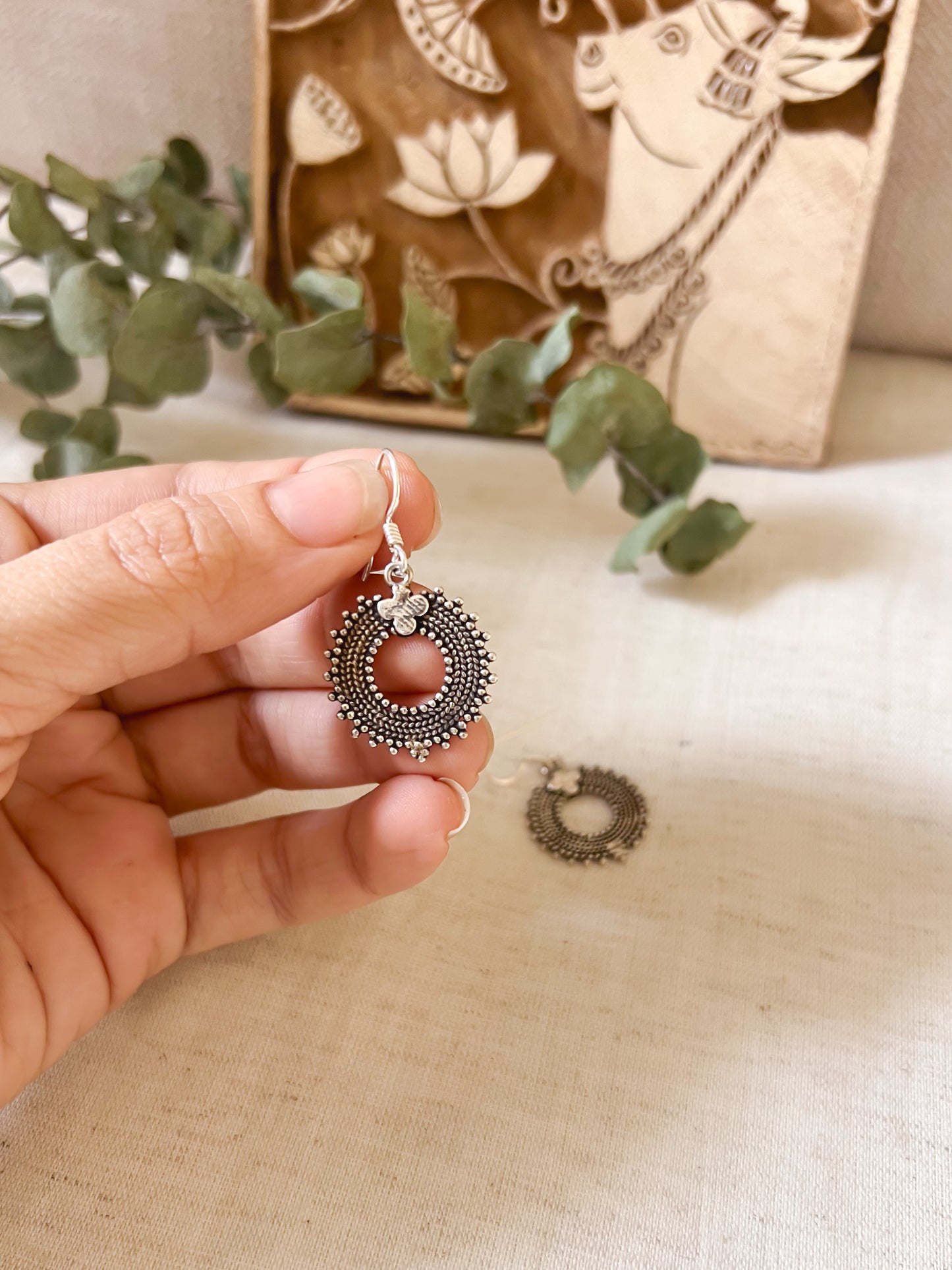 Aura oxidised silver fish hooks