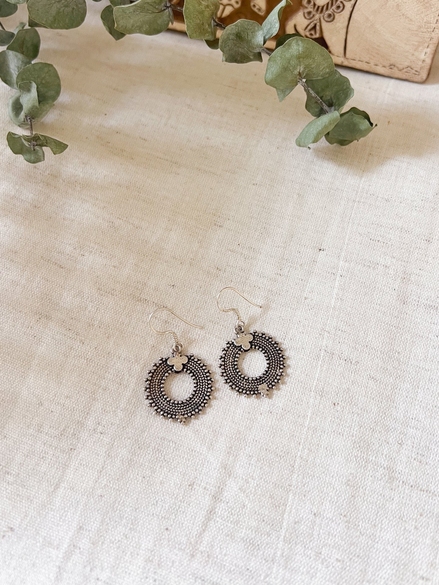 Aura oxidised silver fish hooks
