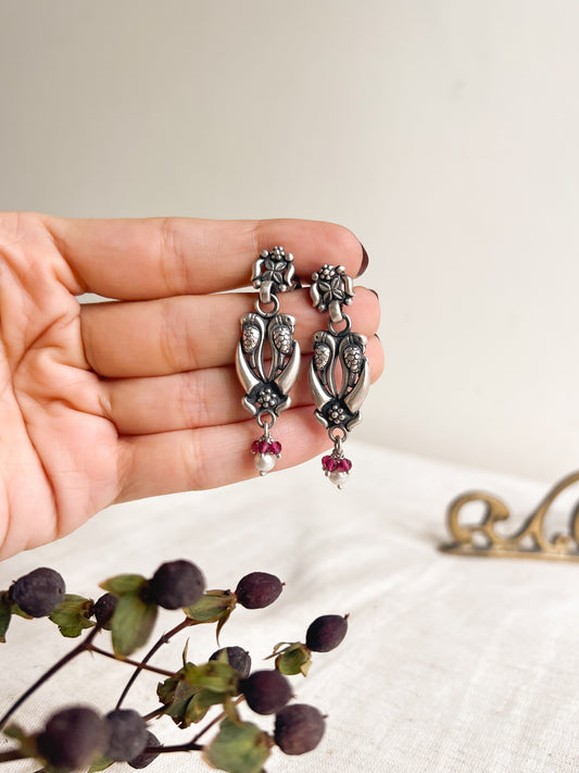 Panchi oxidised silver earrings