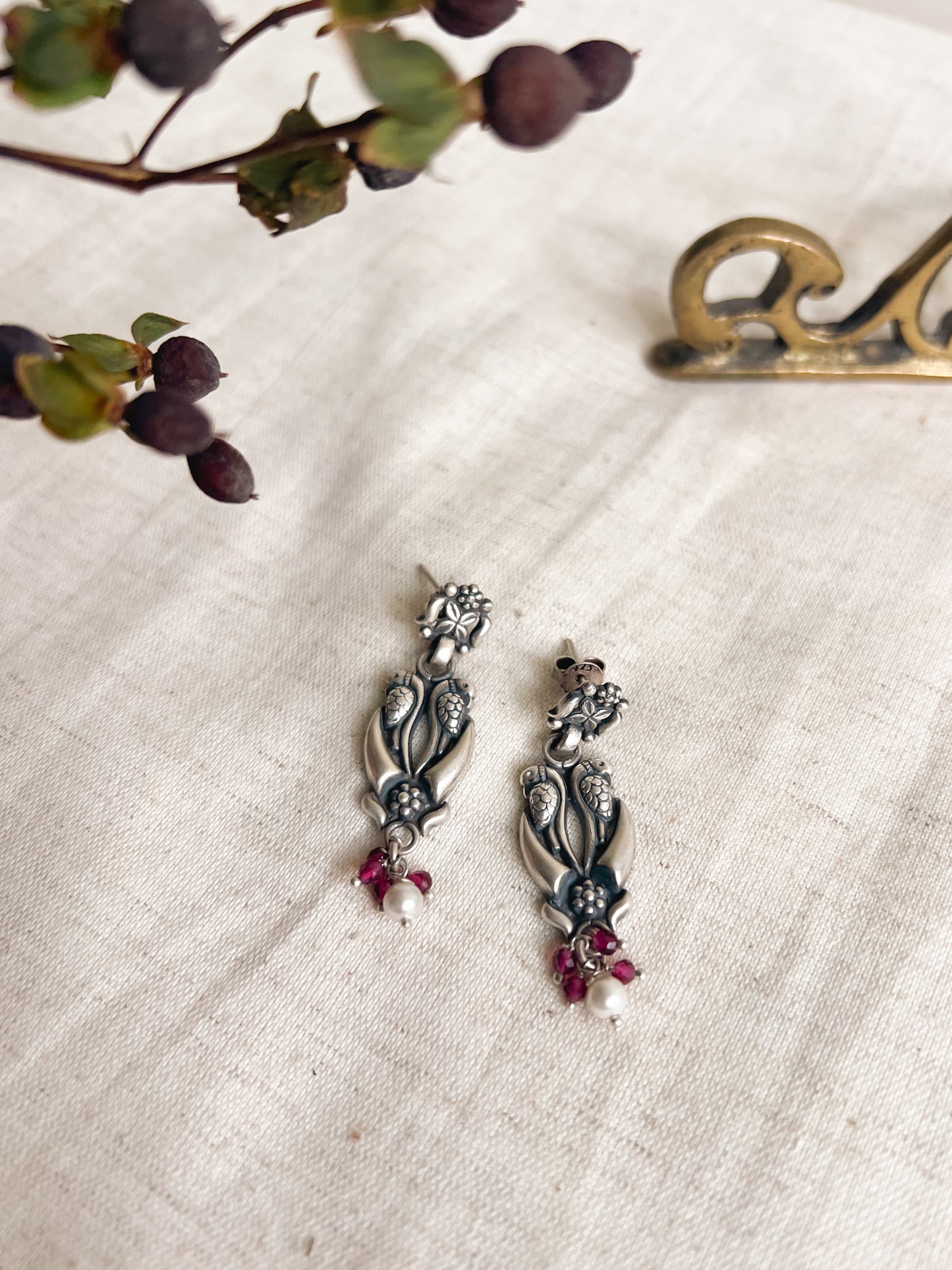 Panchi oxidised silver earrings