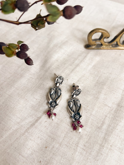 Panchi oxidised silver earrings