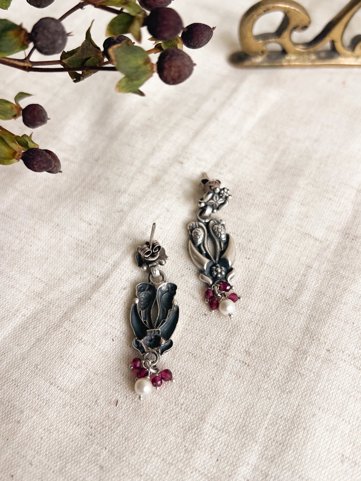 Panchi oxidised silver earrings