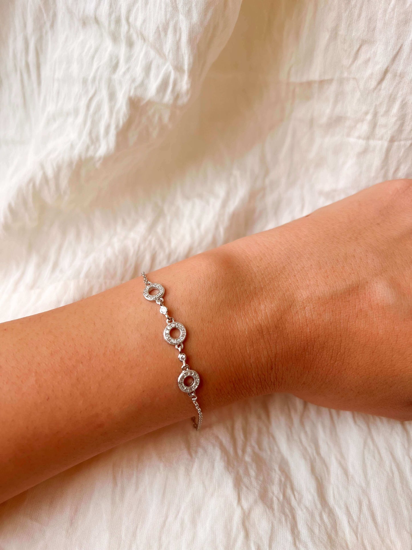 Trifecta silver bracelet with zirconia