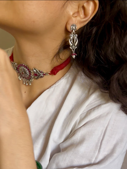 Panchi oxidised silver earrings