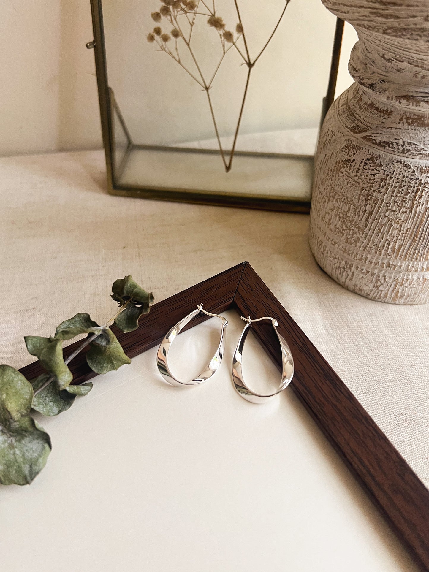 Ebb organic hoops in sterling silver
