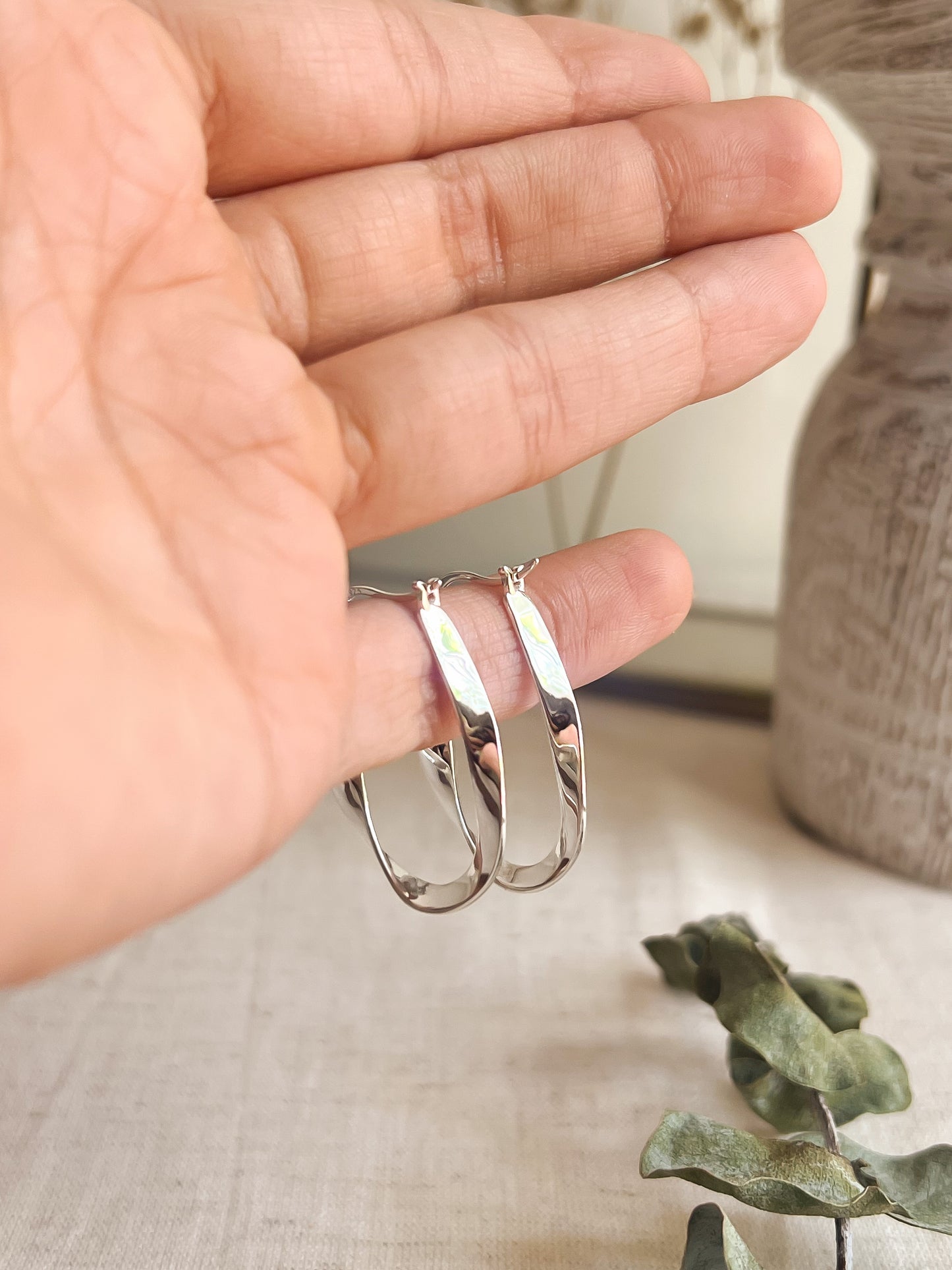 Ebb organic hoops in sterling silver