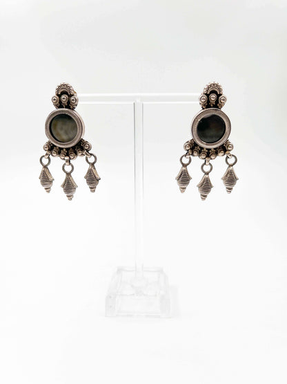 Aina oxidised silver danglers