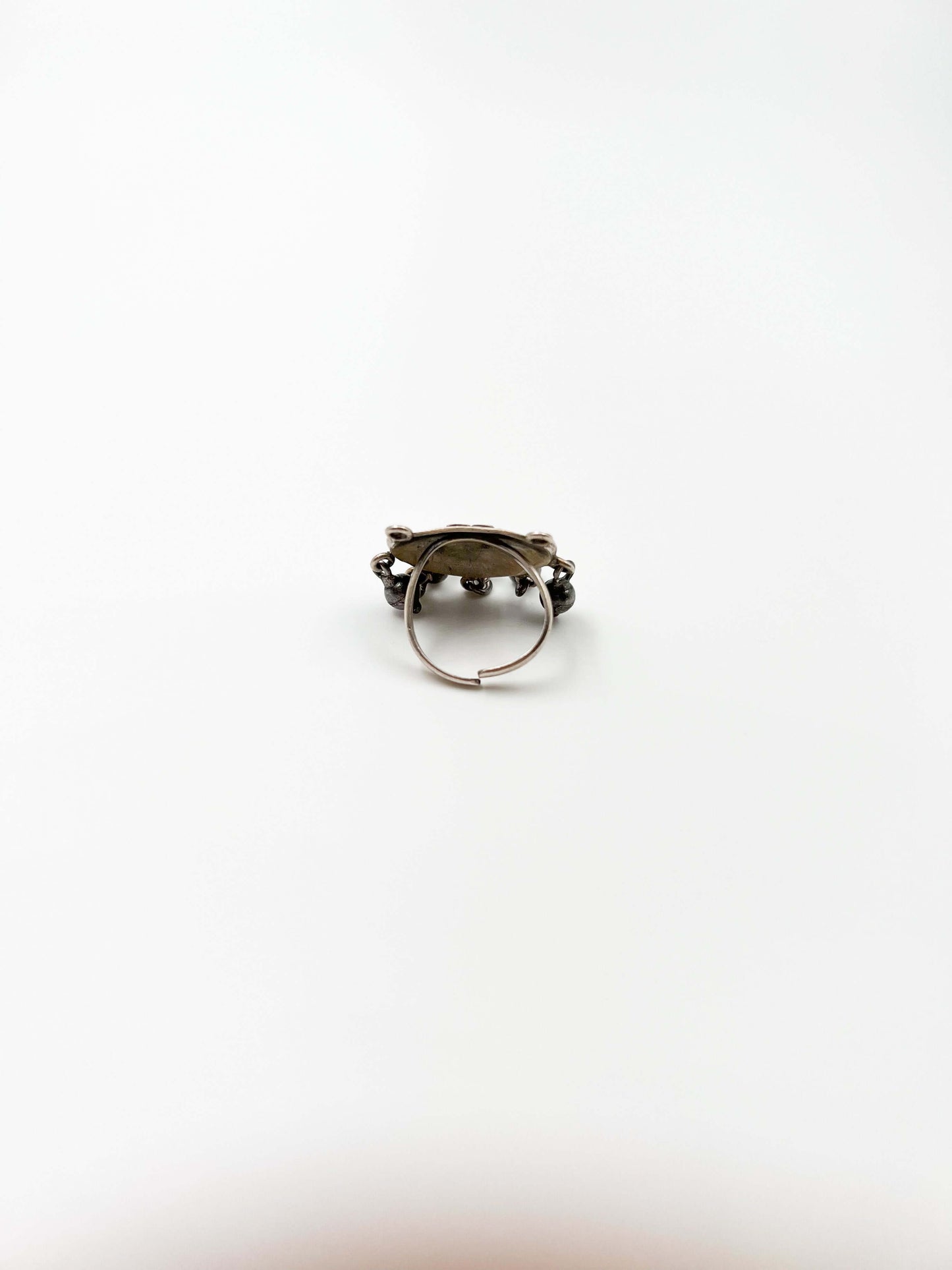 Ardha oxidised silver ring with ghunghroo