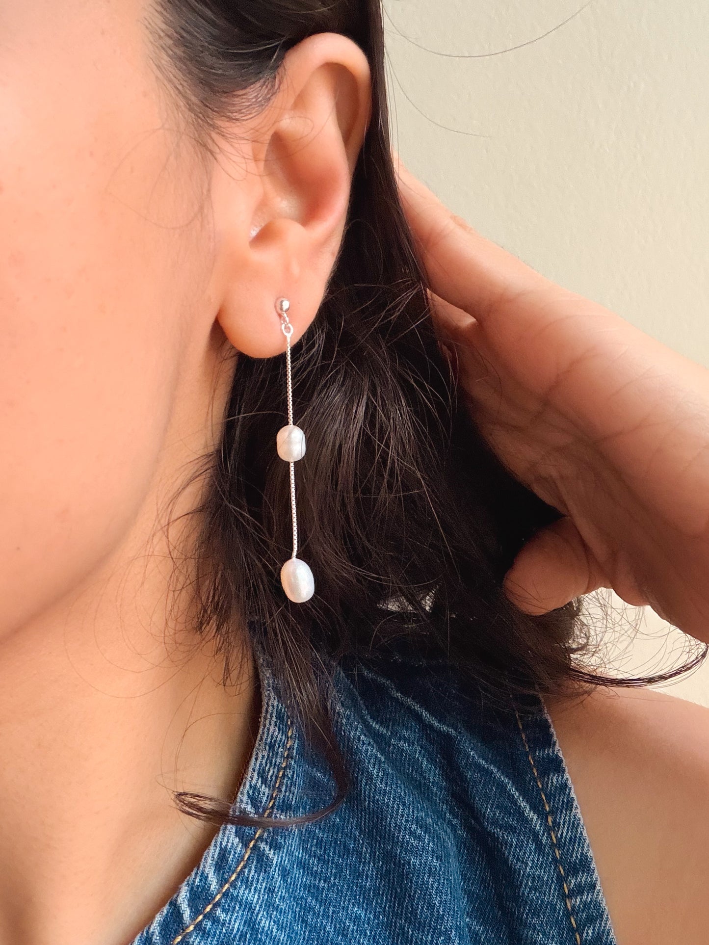 Pearla delicate silver danglers